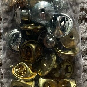 33 Mixed Pin Backs (Butterfly, Rubber, Ball Top, Flathead)
